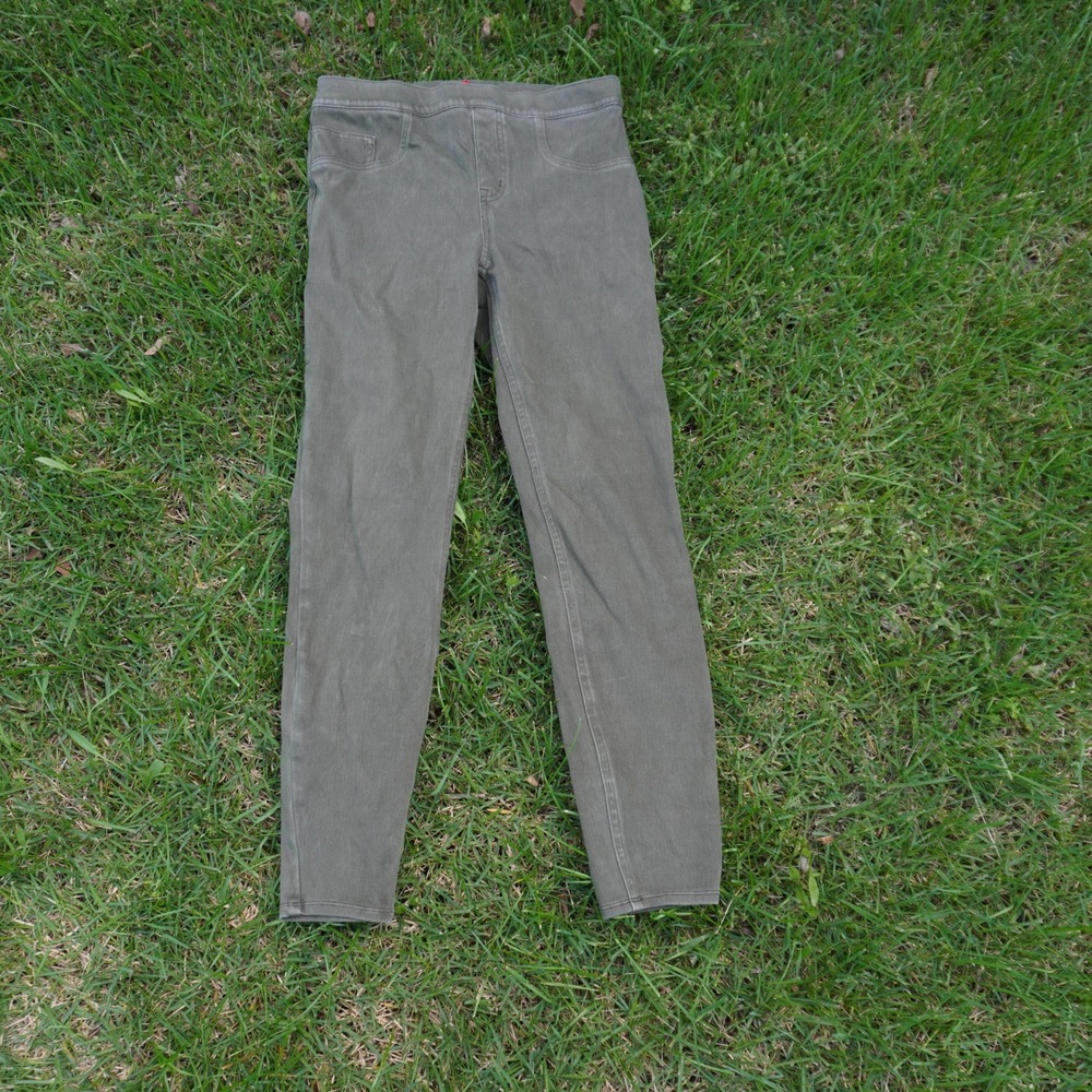 Spanx Skinny Pants Olive Green Stretch Casual Comfort Pull On Size S